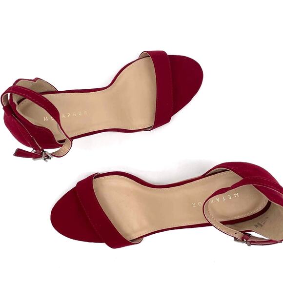 NEW Metaphor Womens 9 Talula Dark Red Dress Heel Sandal Holiday‎ Ankle Strap - Picture 2 of 15